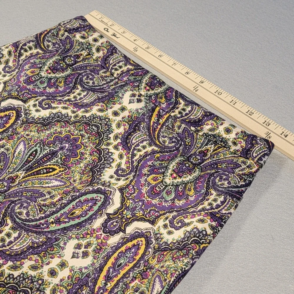 J. Crew The Pencil‎ Skirt Paisley Print Purple Yellow Size 2 Career Office Lined